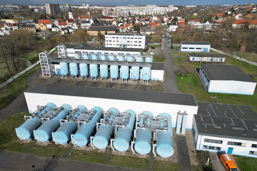 Eine Luftaufnahme des alten Wasserwerks Beesen.