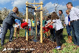 Schulkinder begrüßen neue Obstbäume an den Weinbergwiesen