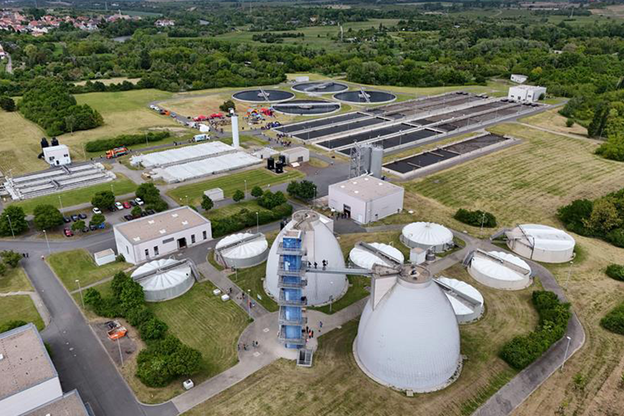 Kläranlage Halle-Nord von oben