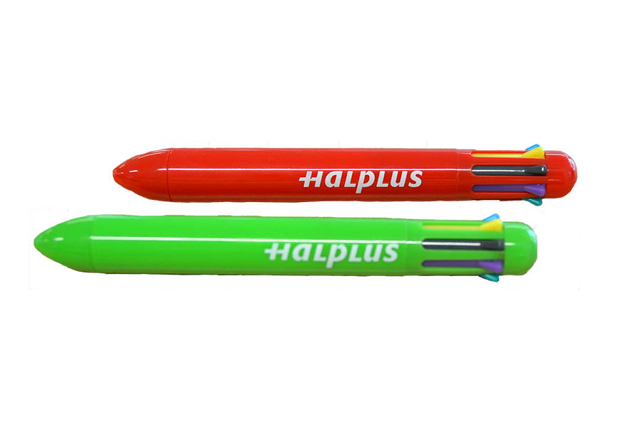 Das Foto zeigt einen hellgrünen und einen roten Stift, die mehrere verschiedenfarbige Nasen haben, mit denen die Schriftfarbe eingestellt werden kann.