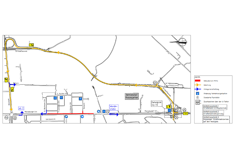 Eine Grafik mit einer Umleitung in Halle (Saale)