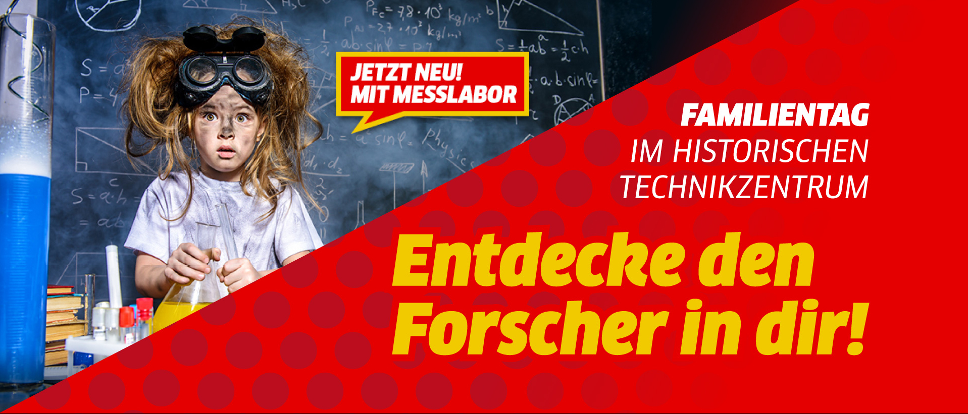 Ein kleines Mädchen experimentiert in einem Labor.
